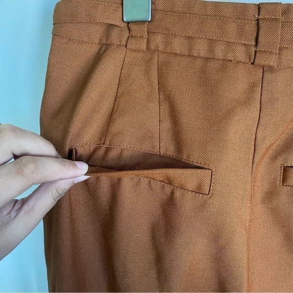 Frank and Oak Women High-Rise Belted Pants in Terracotta / Rust Brown • sz US 2 - Picture 7 of 10